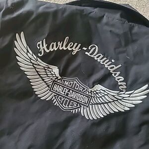 HARLEY DAVIDSON Woman's Black Embroidered Quilted Jacket 4 Zip Pockets XL